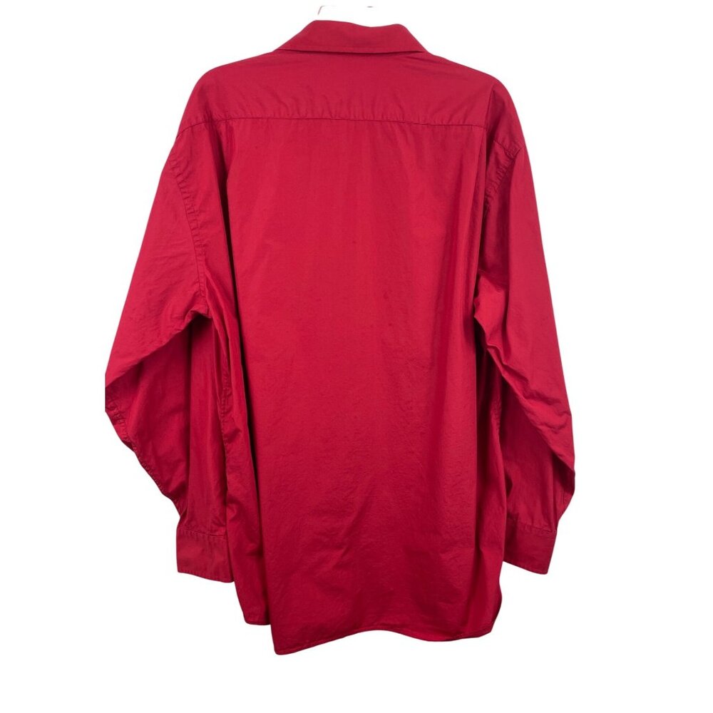 Tommy Hilfiger Red Button Up Dress Shirt Long Sleeve Mens Size 17 1/2-34-35 - Picture 2 of 8